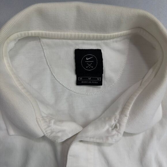 Nike Golf Polo Shirt Men’s Medium White Embroidered Pink Swoosh Made in Peru - Picture 3 of 7